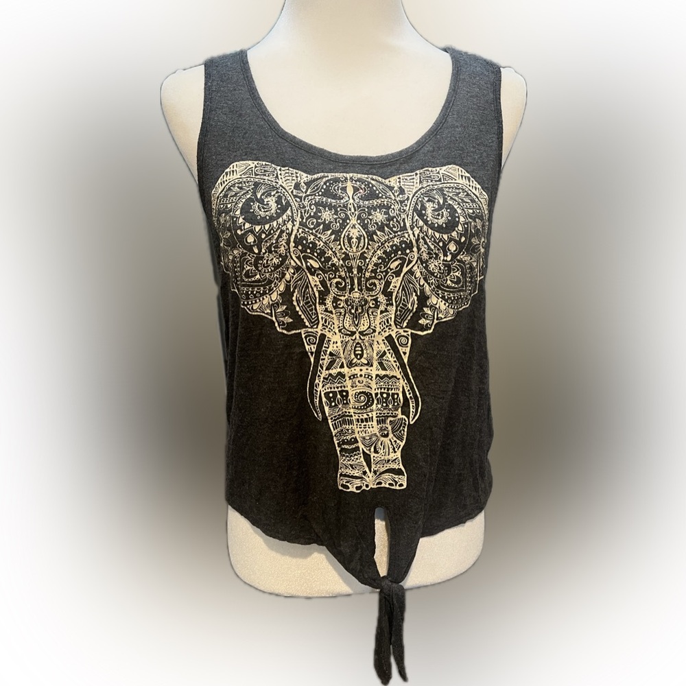 Elephant Graphic Gray Tank Top